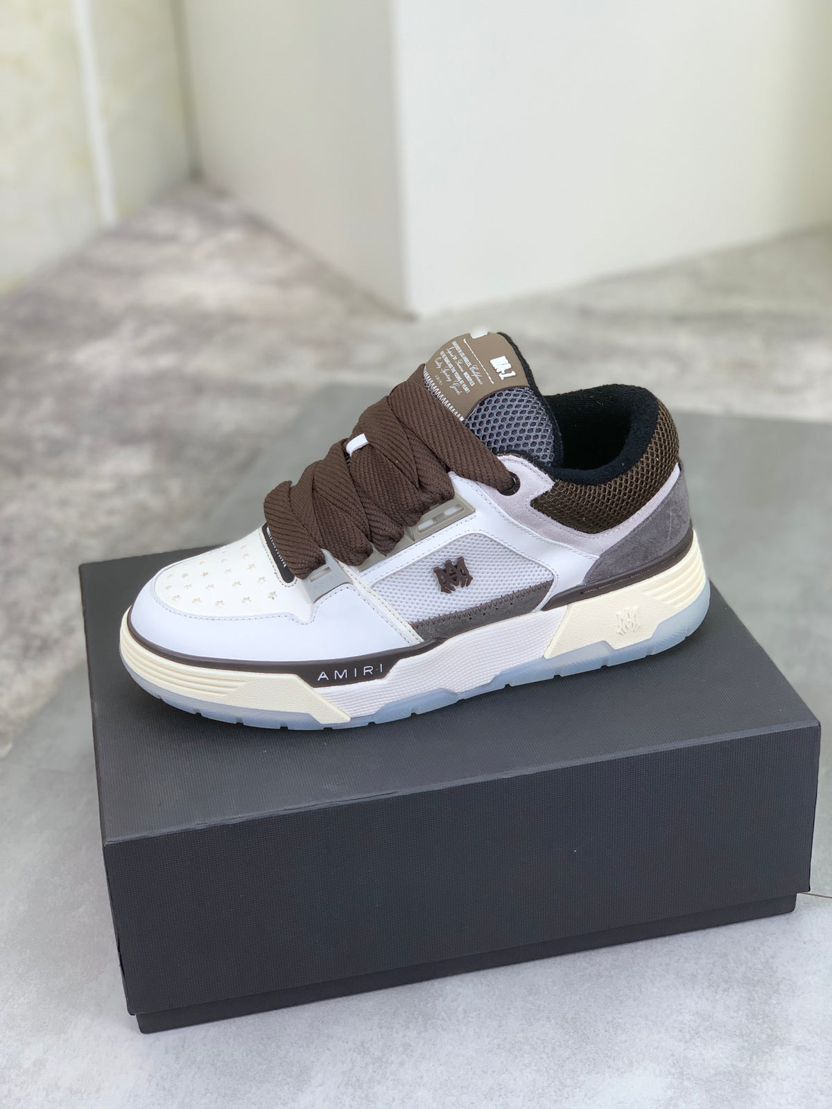 Amiri MA-1 | White & Mocha Brown Low-Top Sneaker