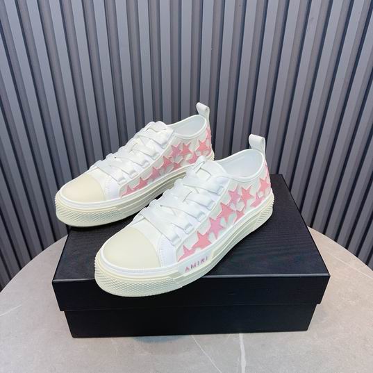 Amiri Stars Court Low | White & Pink Star-Patch Sneaker