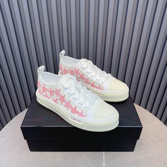 Amiri Stars Court Low | White & Pink Star-Patch Sneaker
