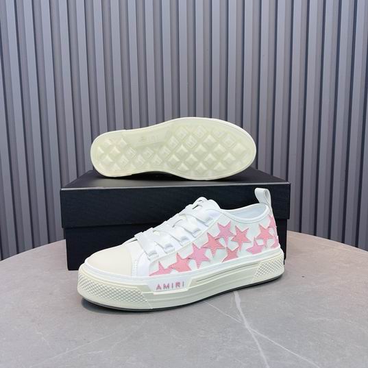 Amiri Stars Court Low | White & Pink Star-Patch Sneaker