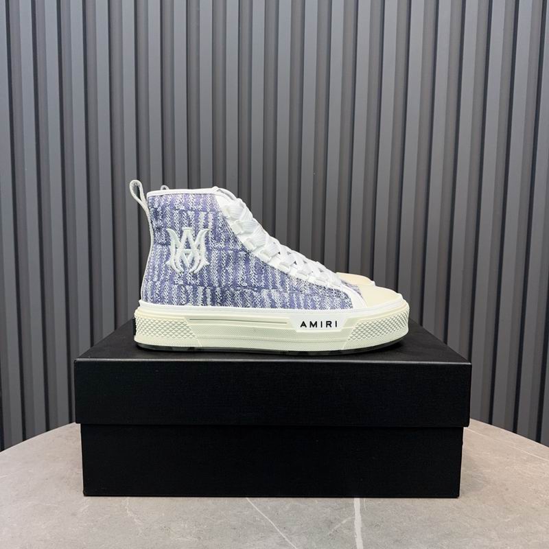 Amiri Court High | Blue Monogram Jacquard Sneaker
