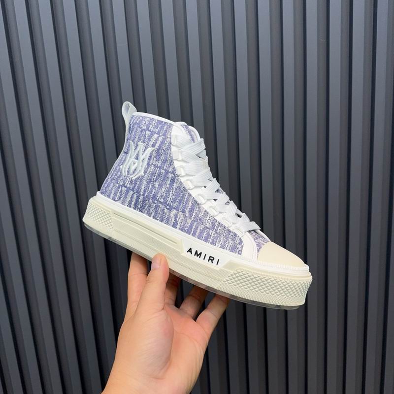 Amiri Court High | Blue Monogram Jacquard Sneaker