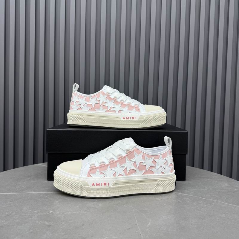 Amiri Stars Court Low | White & Pink Star-Patch Sneaker