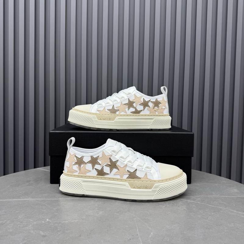 Amiri Stars Court Low | White & Beige Star-Patch Sneaker