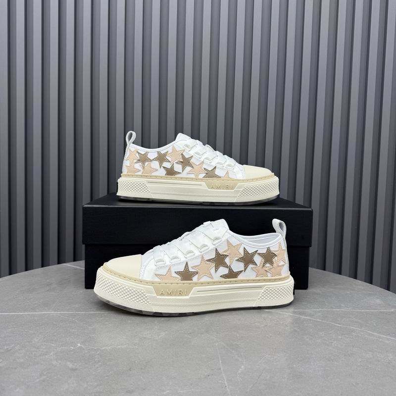 Amiri Stars Court Low | White & Beige Star-Patch Sneaker