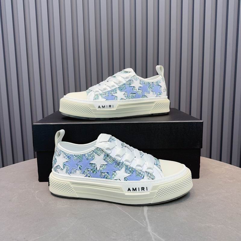 AMIRI Stars Court Low – White / Blue Tweed
