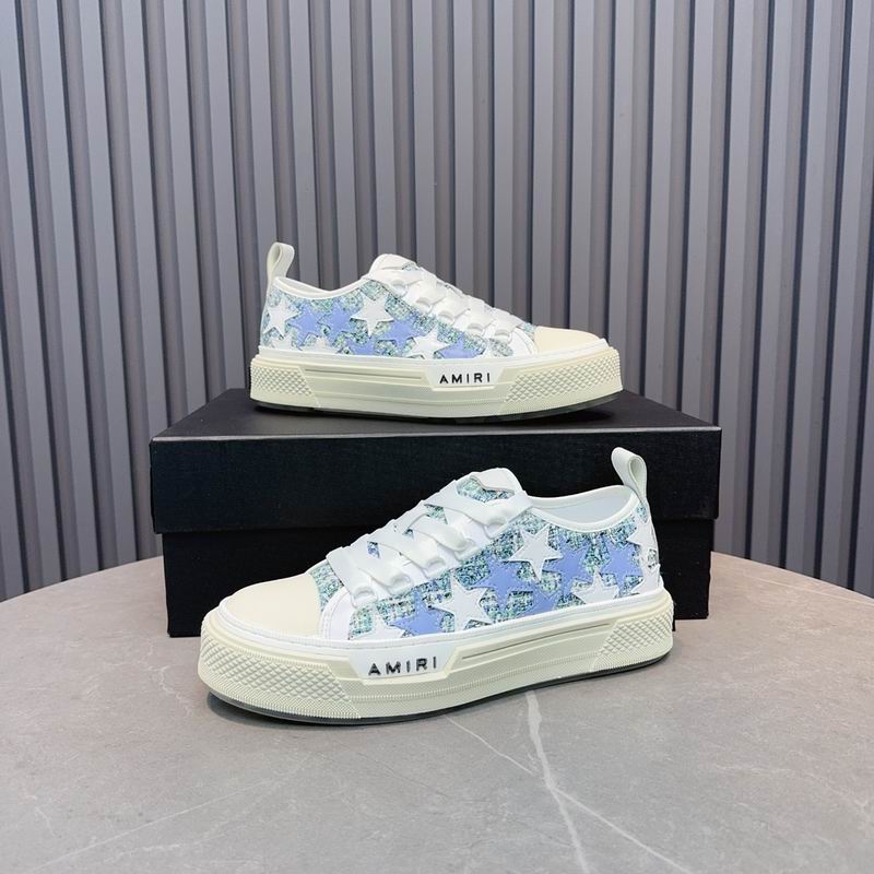 AMIRI Stars Court Low – White / Blue Tweed