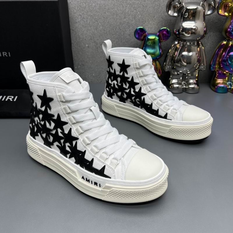 Amiri Stars Court High-Top Sneaker — White / Black