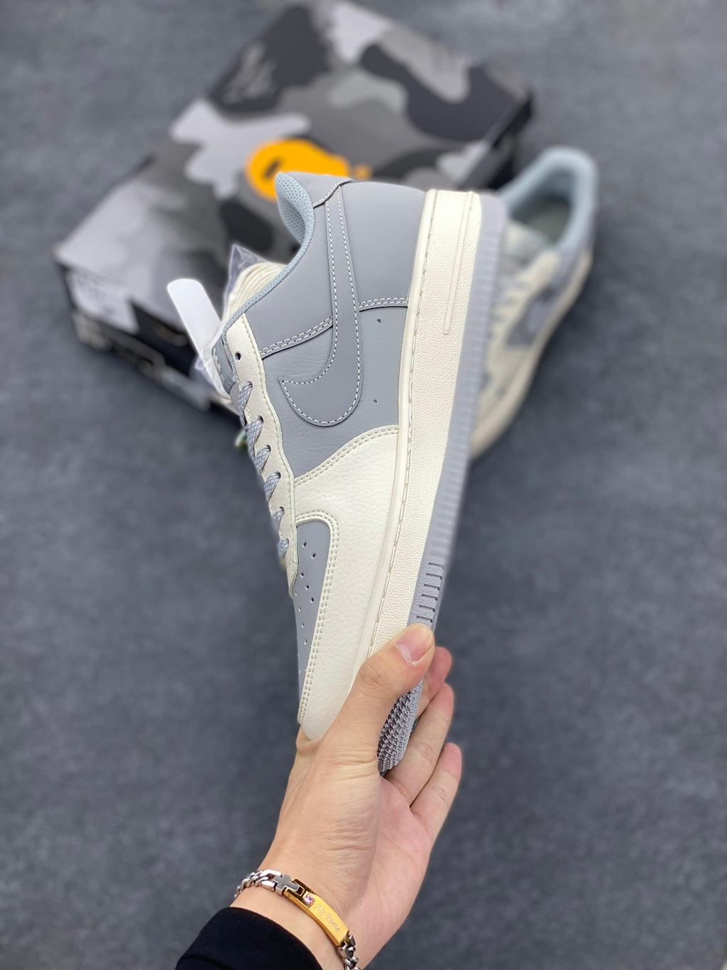 BAPE x Nike Air Force 1 Low — Grey / Cream