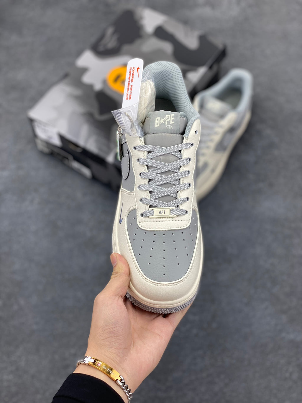 BAPE x Nike Air Force 1 Low — Grey / Cream