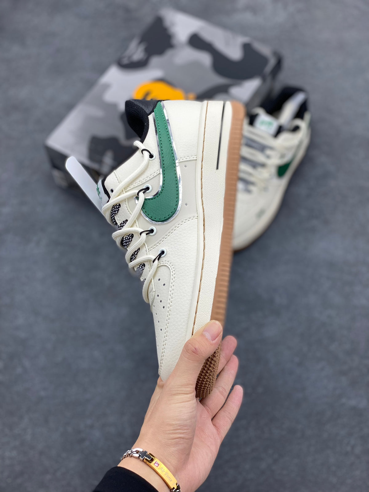 BAPE x Nike Air Force 1 Low — Cream / Forest Green / Black