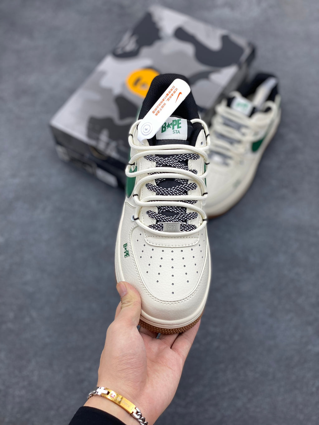 BAPE x Nike Air Force 1 Low — Cream / Forest Green / Black
