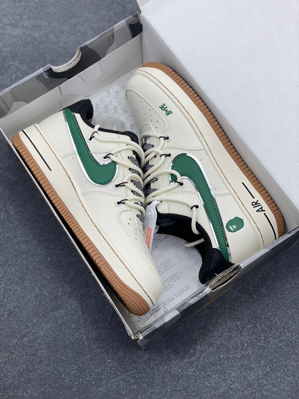 BAPE x Nike Air Force 1 Low — Cream / Forest Green / Black
