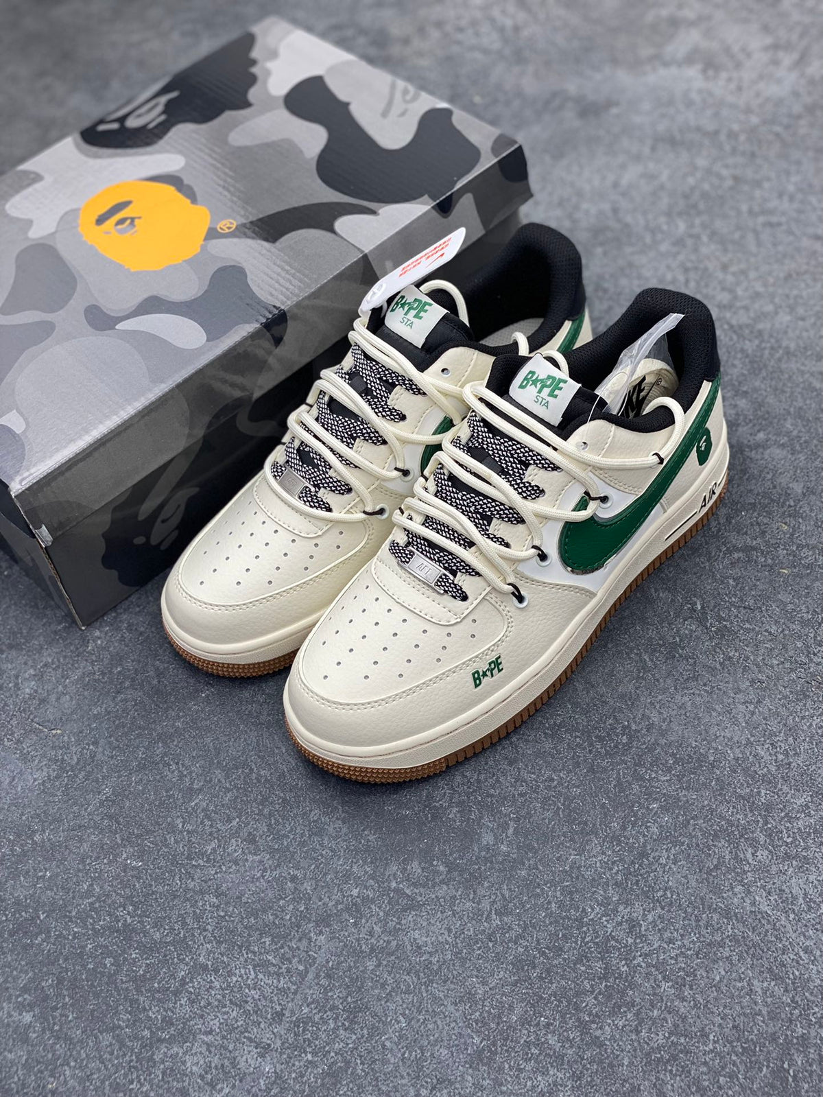 BAPE x Nike Air Force 1 Low — Cream / Forest Green / Black