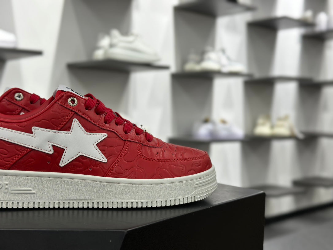 BAPE Bapesta Low — Red / White