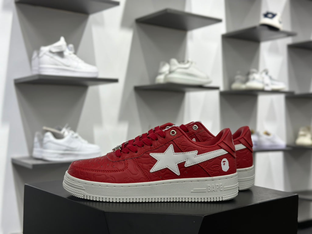 BAPE Bapesta Low — Red / White