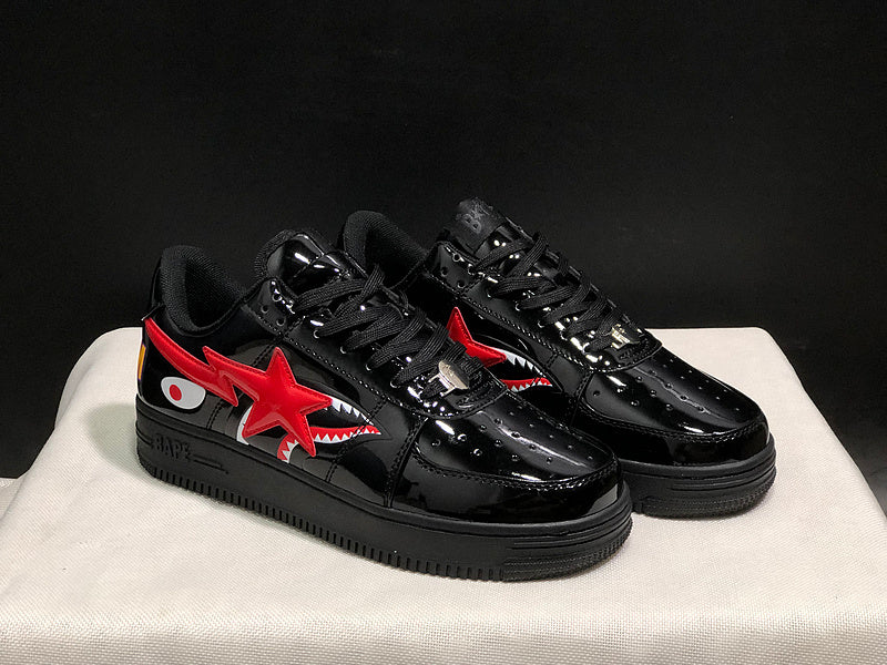 BAPE Bapesta Low — Red / White Patent Leather