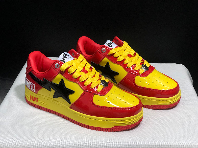 BAPE x Marvel Bapesta Low — Yellow / Red / Black (Iron Man)