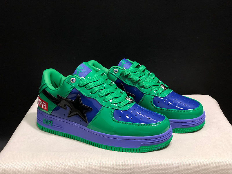 BAPE x Marvel Bapesta Low — Hulk (Green / Purple / Blue)