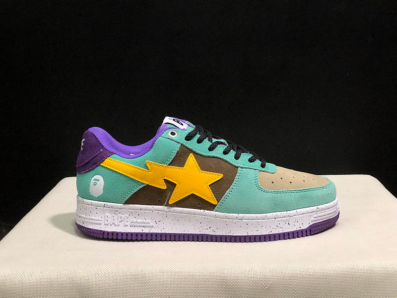 BAPE Bapesta Low — Mint / Tan / Olive / Purple