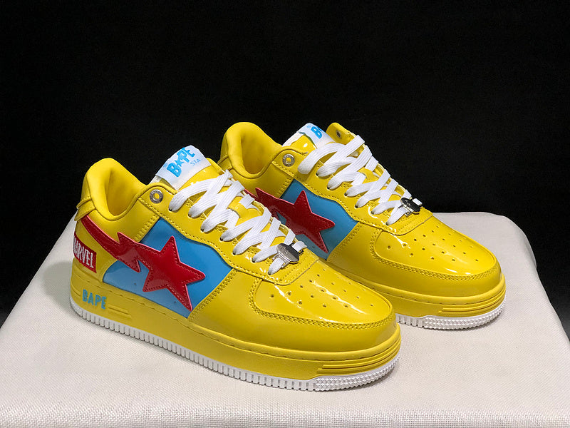 BAPE x Marvel Bapesta Low-Top — Yellow / Blue / Red (Thor)