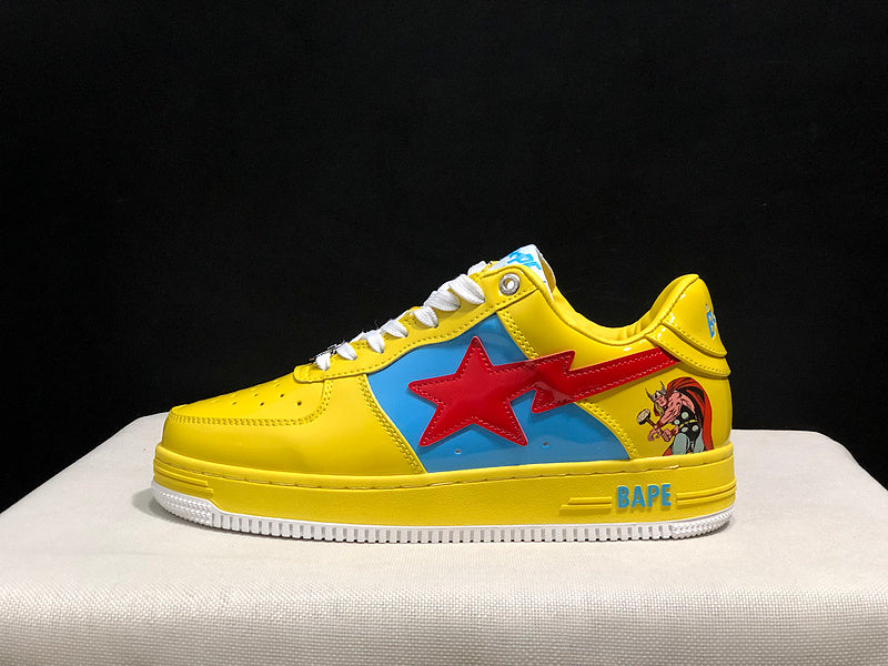 BAPE x Marvel Bapesta Low-Top — Yellow / Blue / Red (Thor)
