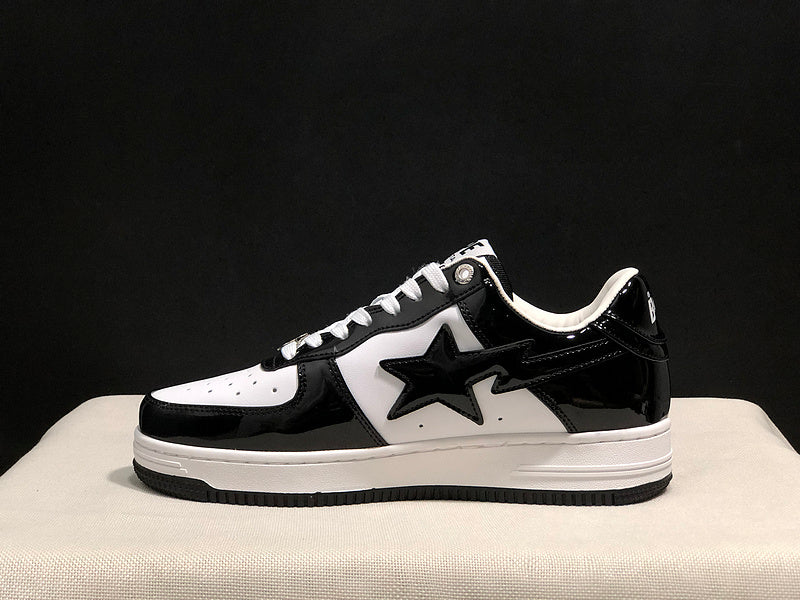 BAPE STA Low | Black / White | Patent Leather | EU 35–45