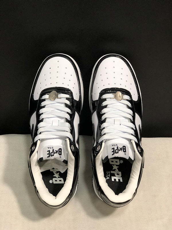 BAPE STA Low | Black / White | Patent Leather | EU 35–45
