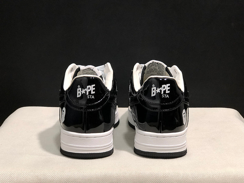BAPE STA Low | Black / White | Patent Leather | EU 35–45